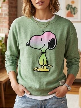Peanuts Snoopy Ombré Graphic Sweatshirt – Sage Green – Size Large